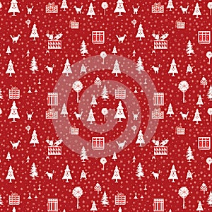 Tile - Christmas Trees, animals, presents (#2) 2x2 Multiple. Seamless image.Generative AI(Real 300 DPI)