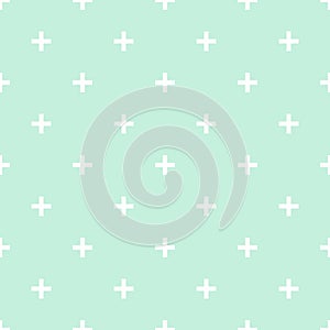 Tile cross plus mint green and white vector pattern