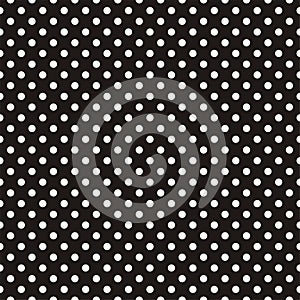 Tile dark vector pattern with white polka dots on black background