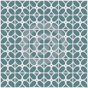 Tile decoration. Steal teal color or grey blue tiles with decor. Interior design fot kitchen, bathroom, toilet. Background seamles