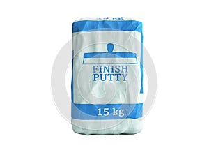 Tile finish putty in the package ceramic glue  3d render on white no shadow