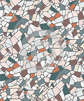 Tile flooring vector seamless pattern in orange and green