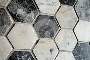 a tile with a hexagonal pattern on it, chic and modern marble hexagon pattern
