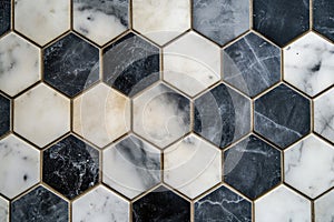 a tile with a hexagonal pattern on it, chic and modern marble hexagon pattern