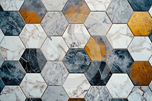 a tile with a hexagonal pattern on it, chic and modern marble hexagon pattern