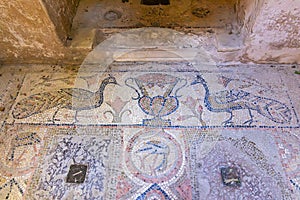 Tile mosaic floor at the Baths of Antoninus in Carthage