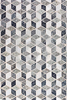 Tile Mosaic forming 3D Geometric Pattern