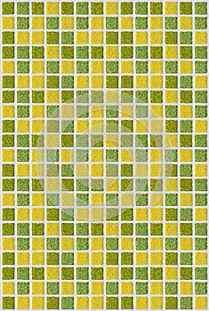 Tile mosaic square green yellow texture background