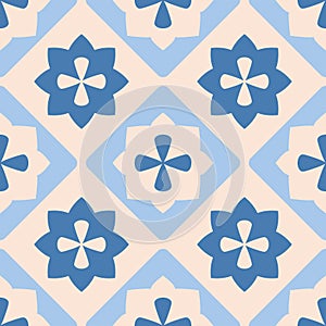 Tile pastel pink and blue  decorative floor tiles vector pattern or seamless background