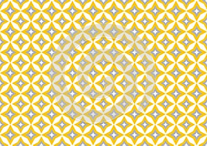 Tile  pattern design with yellow and grey stilized flowers. photo