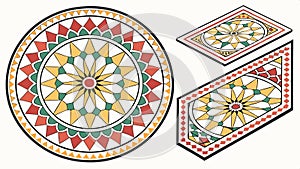 Tile pattern set, decorative and geometric designs. vector design Generative AI