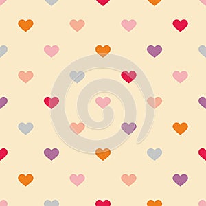 Tile pattern with sweet hearts on pastel background