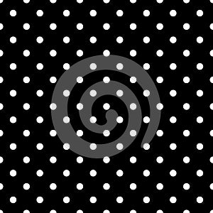 Tile pattern with white polka dots on black background