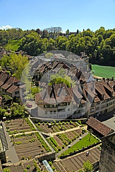 Tile roof of Bern and Aare river(Switzerland)