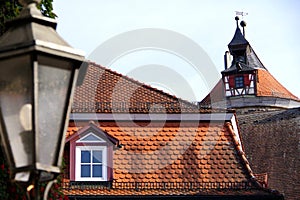 Tile roof from an older house and from an old watchtower
