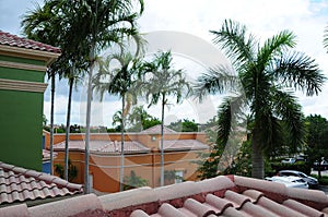 Tile roofs of colorful office buildings