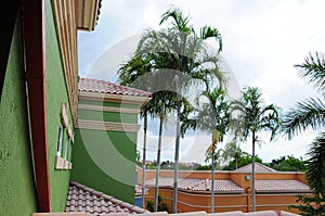 Tile roofs of colorful office buildings, FL