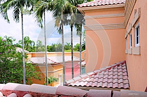 Tile roofs of colorful office buildings, FL