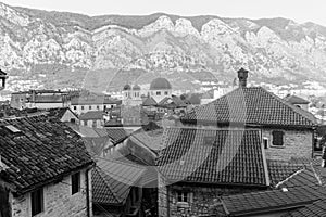 Tile roofs of old town of Kotor, Montenegro