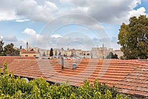 Tile Rooftops of Yemin Moshe and Jerusalem Old City photo