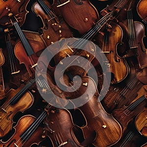 Tile Seamless Abstract Background With A Music Theme of Violins - Generative AI