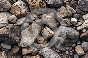 tile. Seamless pattern. Pebbles on the beach as a background, closeup of photo. Generative AI