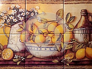 Tile Still Life Of Lemons