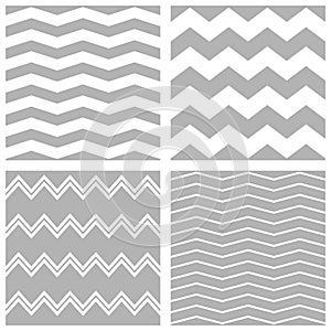 Tile vector chevron pattern set with white and grey zig zag background