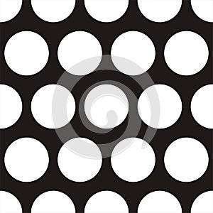 Tile vector pattern with big white polka dots on black background