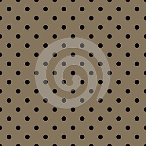 Tile vector pattern with black polka dots on brown background