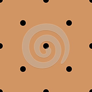 Tile vector pattern with black polka dots on brown background