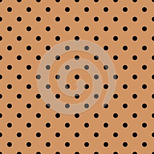 Tile vector pattern with black polka dots on pastel coral background