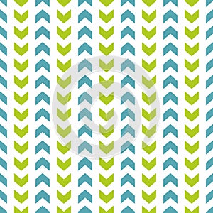 Tile vector pattern with blue and green zig zag on white background