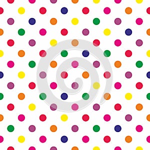 Tile vector pattern with colorful polka dots on white background