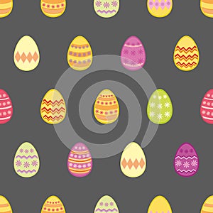 Tile vector pattern with easter eggs on black background