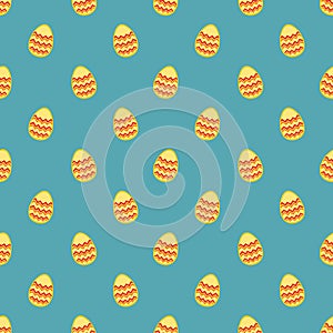 Tile vector pattern with easter eggs on mint blue background