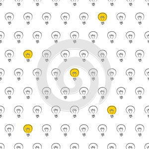 Tile vector pattern with light bulbs on white background