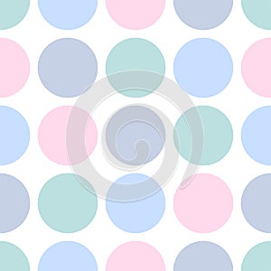 Tile vector pattern with pastel polka dots on white background