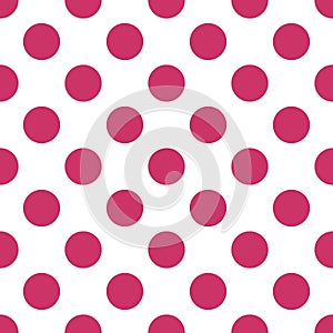 Tile vector pattern with pink polka dots on white background