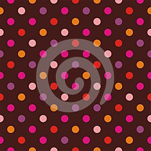 Tile vector pattern with polka dots on brown background