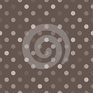 Tile vector pattern with polka dots on brown background