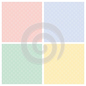 Tile vector pattern set white polka dots on pastel background