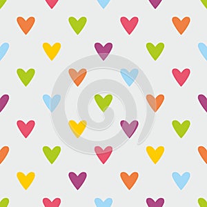 Tile vector pattern with sweet pastel hearts on grey background