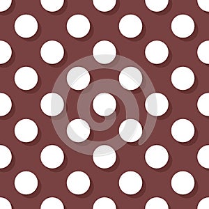 Tile vector pattern with white polka dots on a dark brown background