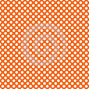 Tile vector pattern with white polka dots on orange background