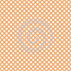 Tile vector pattern with white polka dots on pastel orange background