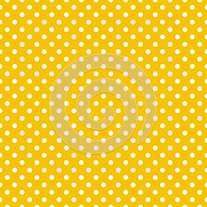 Tile vector pattern with white polka dots on yellow background