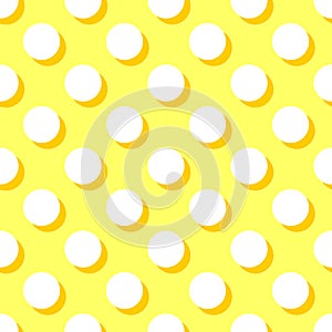 Tile vector pattern with white polka dots on yellow background