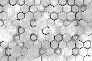 Tile wall design with cement textute. Abstract background of hexgon. 3D rendering