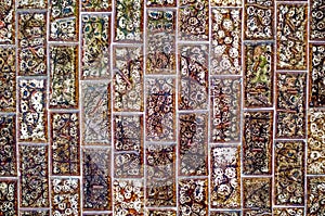 Tile wall with pattern plaster, background and texture